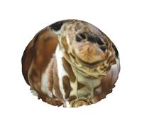 Bonnet de douche double couche imprimé girafe mignon, réutilisable, adapté à différentes longueurs de cheveux