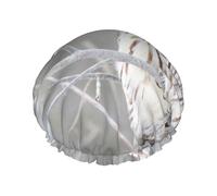 Bonnet de douche double couche imprimé hibou blanc d'hiver, réutilisable, adapté à différentes longueurs de cheveux