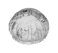 Bonnet de douche double couche imprimé hiver sur neige, réutilisable, adapté à différentes longueurs de cheveux