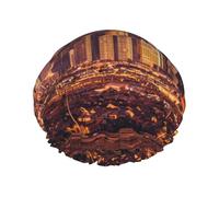 Bonnet de douche double couche imprimé Las Vegas Sunset réutilisable, adapté à différentes longueurs de cheveux