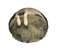 Bonnet de douche double couche imprimé loup gris, réutilisable, adapté à différentes longueurs de cheveux