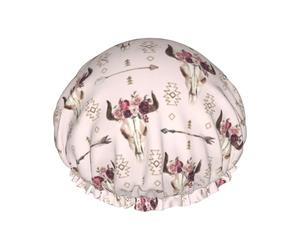 Bonnet de douche double couche imprimé tête de taureau tête de mort pour homme et femme
