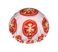 Bonnet de douche double couche imprimé tranche de tomate, bonnet de douche réutilisable pour femme