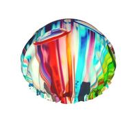 Bonnet de douche double couche imprimé tube à essai chimie, bonnet de douche réutilisable, adapté à différentes longueurs de cheveux