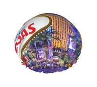 Bonnet de douche double couche Las Vegas Night City pour femme, réutilisable, adapté pour le bain et le spa