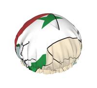 Bonnet de douche double couche lavable avec motif drapeau de la République arabe syrienne Map03