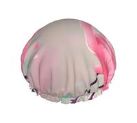 Bonnet de douche double couche Love Flamingo pour femme, réutilisable, grande taille adaptée à toutes les longueurs de cheveux, adapté pour les filles, spa et salon à domicile.