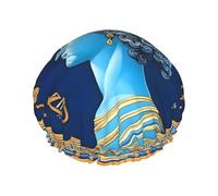 Bonnet de douche double couche Love Goddess pour femme, réutilisable, grande taille adaptée à toutes les longueurs de cheveux, adapté pour les filles, le spa et le salon à domicile.