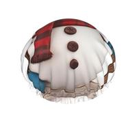 Bonnet de douche double couche motif bonhomme de neige réutilisable adapté pour le bain et le spa
