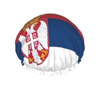 Bonnet de douche double couche motif drapeau de Serbie réutilisable, léger et doux pour femme