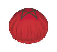 Bonnet de douche double couche motif drapeau du Maroc réutilisable, léger et doux pour femme