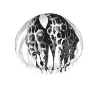 Bonnet de douche double couche motif girafe africaine pour femme, réutilisable, adapté pour le bain et le spa
