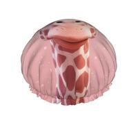 Bonnet de douche double couche motif girafe rose réutilisable adapté pour le bain et le spa