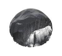 Bonnet de douche double couche motif loup solitaire Snow Mountain réutilisable adapté pour le bain et le spa