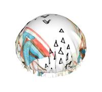 Bonnet de douche double couche motif tête de mort bohémien imprimé géométrique, réutilisable, convient pour différentes longueurs de cheveux