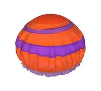 Bonnet de douche double couche pour femme avec centre en cercle orange, réutilisable, design de grande taille adapté à toutes les longueurs de cheveux, adapté aux filles, au spa et au salon à domicile