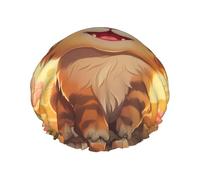 Bonnet de douche double couche pour femme avec motif de chat de dessin animé heureux, réutilisable, design de grande taille adapté à toutes les longueurs de cheveux, adapté aux filles, au spa et au sa