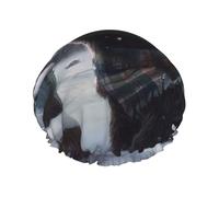 Bonnet de douche double couche pour femme avec motif ours d'hiver réutilisable adapté pour le bain et le spa