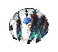 Bonnet de douche double couche pour femme, bonnet de bain élastique réutilisable, attrape-rêves amérindien, bonnet de cheveux imperméable pour femme, spa, salon, bonnet de douche