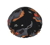 Bonnet de douche double couche pour femme, bonnet de bain élastique réutilisable avec inscription « I Love My Dog » - Bonnet de cheveux imperméable pour femme, spa, salon de douche