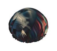Bonnet de douche double couche pour femme, bonnet de bain élastique réutilisable, bonnet de bain abstrait, art 3D, bonnet de cheveux de lion imperméable pour femme, spa, salon de douche, bonnet de