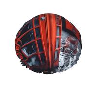 Bonnet de douche double couche pour femme, bonnet de bain élastique réutilisable, bonnet de bain Angleterre Royaume-Uni rétro Londres téléphone bonnet de cheveux étanche pour femme spa salon de douche