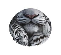 Bonnet de douche double couche pour femme, bonnet de bain élastique réutilisable, bonnet de bain blanc tigre, bonnet de bain imperméable pour femme, spa, salon de douche, bonnet de cheveux