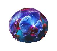 Bonnet de douche double couche pour femme, bonnet de bain élastique réutilisable, bonnet de bain coloré, orchidées, bonnet de cheveux imperméable pour femme, spa, salon, bonnet de douche