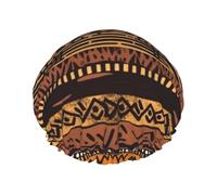 Bonnet de douche double couche pour femme, bonnet de bain élastique réutilisable, bonnet de bain en tissu boue, bonnet tribal africain, bonnet de cheveux imperméable pour femme, spa, salon de douche