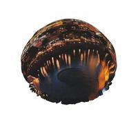 Bonnet de douche double couche pour femme, bonnet de bain élastique réutilisable, bonnet de bain Las Vegas, vue nocturne, bonnet de cheveux imperméable pour femme, spa, salon de douche, bonnet de