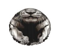 Bonnet de douche double couche pour femme, bonnet de bain élastique réutilisable, bonnet de bain noir et blanc, bonnet de cheveux tigre imperméable pour femme, spa, salon, bonnet de douche, bonnet de