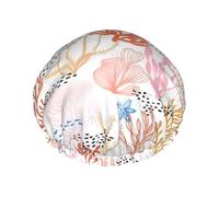 Bonnet de douche double couche pour femme, bonnet de bain élastique réutilisable, bonnet de bain pour cheveux de récif corallien, bonnet de bain imperméable pour femme, spa, salon de douche, bonnet de