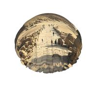 Bonnet de douche double couche pour femme, bonnet de bain élastique réutilisable, bonnet de bain pyramides égyptiennes, bonnet de cheveux imperméable pour femme, spa, salon de douche, bonnet de