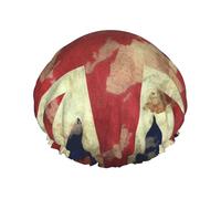 Bonnet de douche double couche pour femme, bonnet de bain élastique réutilisable, bonnet de bain vintage drapeau britannique, bonnet de cheveux imperméable pour femme, spa, salon de douche, bonnet de