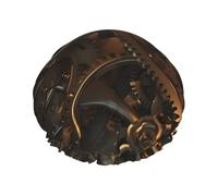 Bonnet de douche double couche pour femme, bonnet de bain élastique réutilisable, chapeau de bain cool steampunk engrenages bonnets de cheveux imperméables pour dames spa salon de douche bonnet de