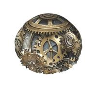 Bonnet de douche double couche pour femme, bonnet de bain élastique réutilisable, chapeau de bain cool steampunk engrenages bonnets de cheveux imperméables pour dames spa salon de douche bonnet de