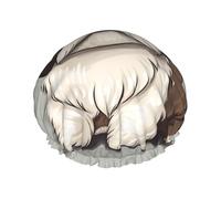 Bonnet de douche double couche pour femme, bonnet de bain élastique réutilisable Shih Tzu pour poils de chien, bonnet imperméable pour femme, spa, salon de douche, bonnet de cheveux