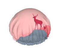 Bonnet de douche double couche pour femme, motif cerf on the rock, réutilisable, grande taille adaptée à toutes les longueurs de cheveux, adapté pour les filles, spa et salon à domicile.