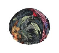 Bonnet de douche double couche pour femme, motif colibri de proie, réutilisable, grande taille adaptée à toutes les longueurs de cheveux, adapté pour les filles, le spa et le salon à domicile.