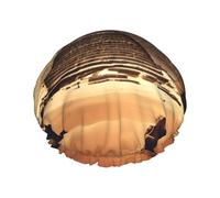 Bonnet de douche double couche pour femme Rêver des pyramides de Khufu, réutilisable, design de grande taille adapté à toutes les longueurs de cheveux, adapté pour les filles, spa et salon à domicile.