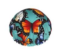 Bonnet de douche double couche réutilisable avec imprimé papillon et violoncelle