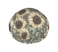 Bonnet de douche double couche réutilisable avec imprimé tournesols camomille pour femme
