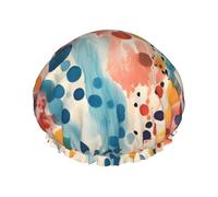 Bonnet de douche double couche réutilisable et imperméable à taches d'encre colorées pour femme
