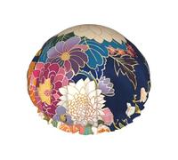 Bonnet de douche double couche réutilisable et imperméable Motif fleurs japonaises classiques pour femme