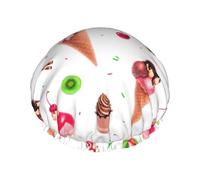 Bonnet de douche double couche réutilisable et imperméable pour femme avec doublure en PEVA et corde élastique