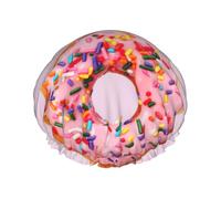 Bonnet de douche double couche réutilisable léger et doux pour femme Motif beignet fraise