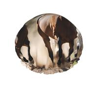 Bonnet de douche double couche réutilisable léger et doux pour femme Motif chevaux