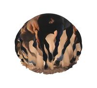 Bonnet de douche double couche réutilisable léger et doux pour femme Motif chevaux