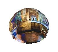 Bonnet de douche double couche réutilisable léger et doux pour femme Motif Tour de Londres