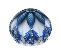 Bonnet de douche double couche réutilisable motif flocon de neige bleu pour femme